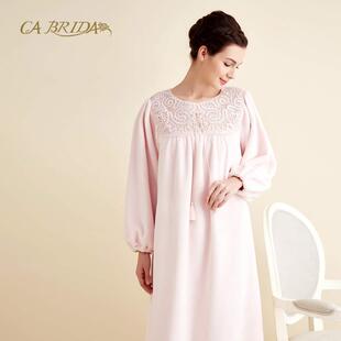 【微瑕疵捡漏】嘉德丽亚秋冬复古时尚珊瑚绒睡裙女冬CGW4S1007C1