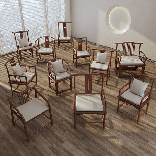 新中式实木椅小户型家用轻奢靠背椅餐椅洽谈会客主人椅客椅泡茶椅