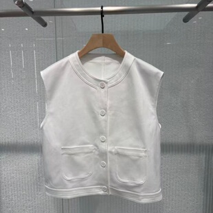 艾诺丝旺京2026秋款休闲无袖短款马甲女显瘦宽松开衫马甲3052