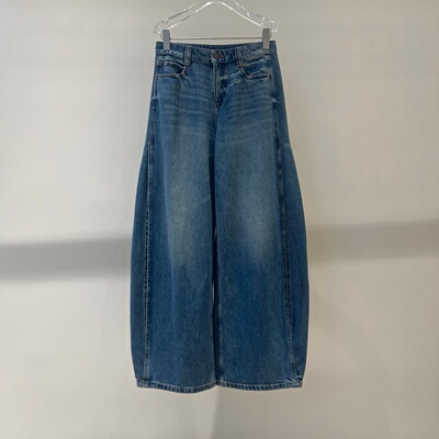 艾诺丝旺京2026春季新高腰显瘦阔腿弯刀牛仔裤女百搭宽松长裤1112