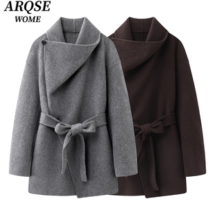 艾诺丝旺京官方旗舰店2025冬季毛呢羊绒大衣女收腰双面呢外套4129