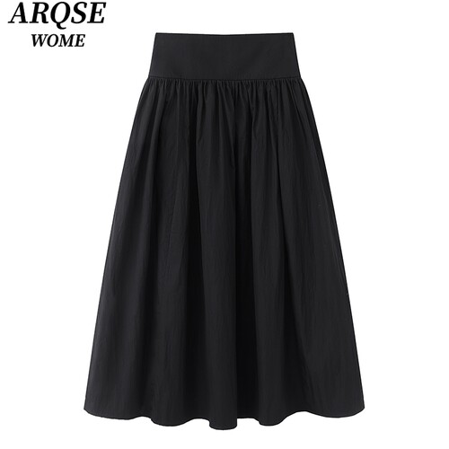 艾诺丝旺京官方旗舰店2025春季新品款压皱中长高腰半身裙女3595