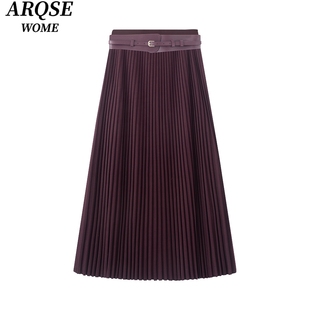 艾诺丝旺京官方旗舰店2025秋冬装新款高腰显瘦百褶裙半身裙女6077