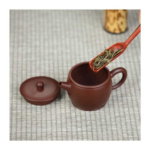 紫砂壶茶壶紫朱泥圆m珠汉瓦茶具大口直嘴210毫升家用泡茶原矿紫砂