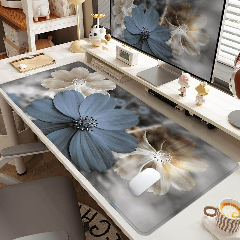 轻奢水墨蓝鼠标垫橡胶书桌垫学习办公桌面垫黑白抽象图案圆形方形