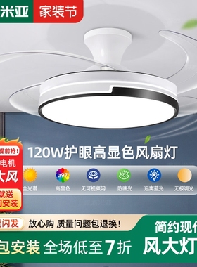 波西米亚卧室吸顶风扇灯吊扇灯家体吊灯用房间餐厅隐形带电风扇一