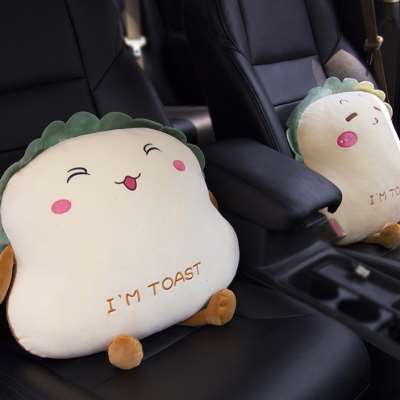 汽车靠枕抱枕可爱吐司面包车用靠背垫沙发抱枕办公室护腰靠垫枕头