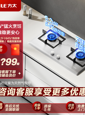 【新品】方太TF25G不锈钢面板燃气灶双灶嵌入式家用官方正品