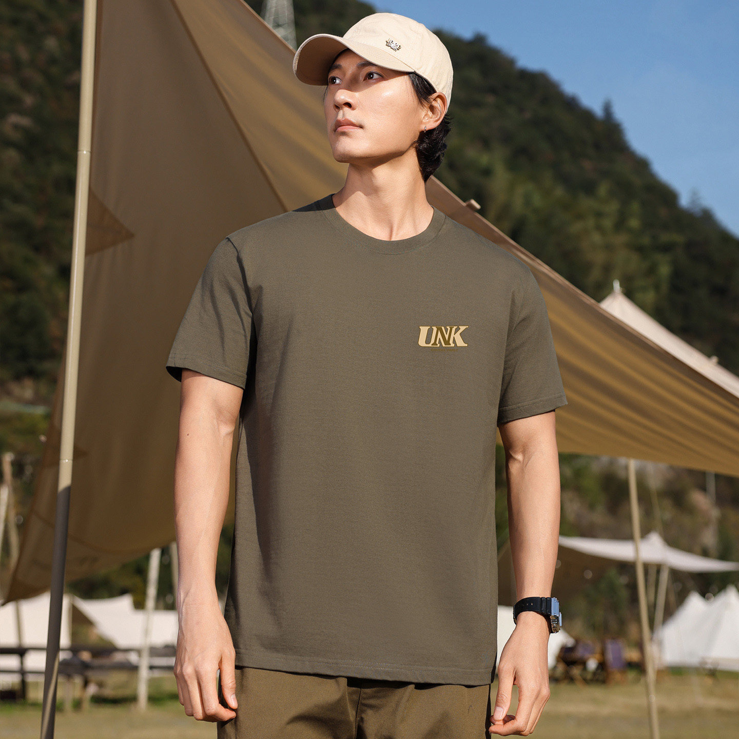 唐狮VARSDEN夏季男士短袖t恤纯棉男女同款宽松时尚圆领印花体恤