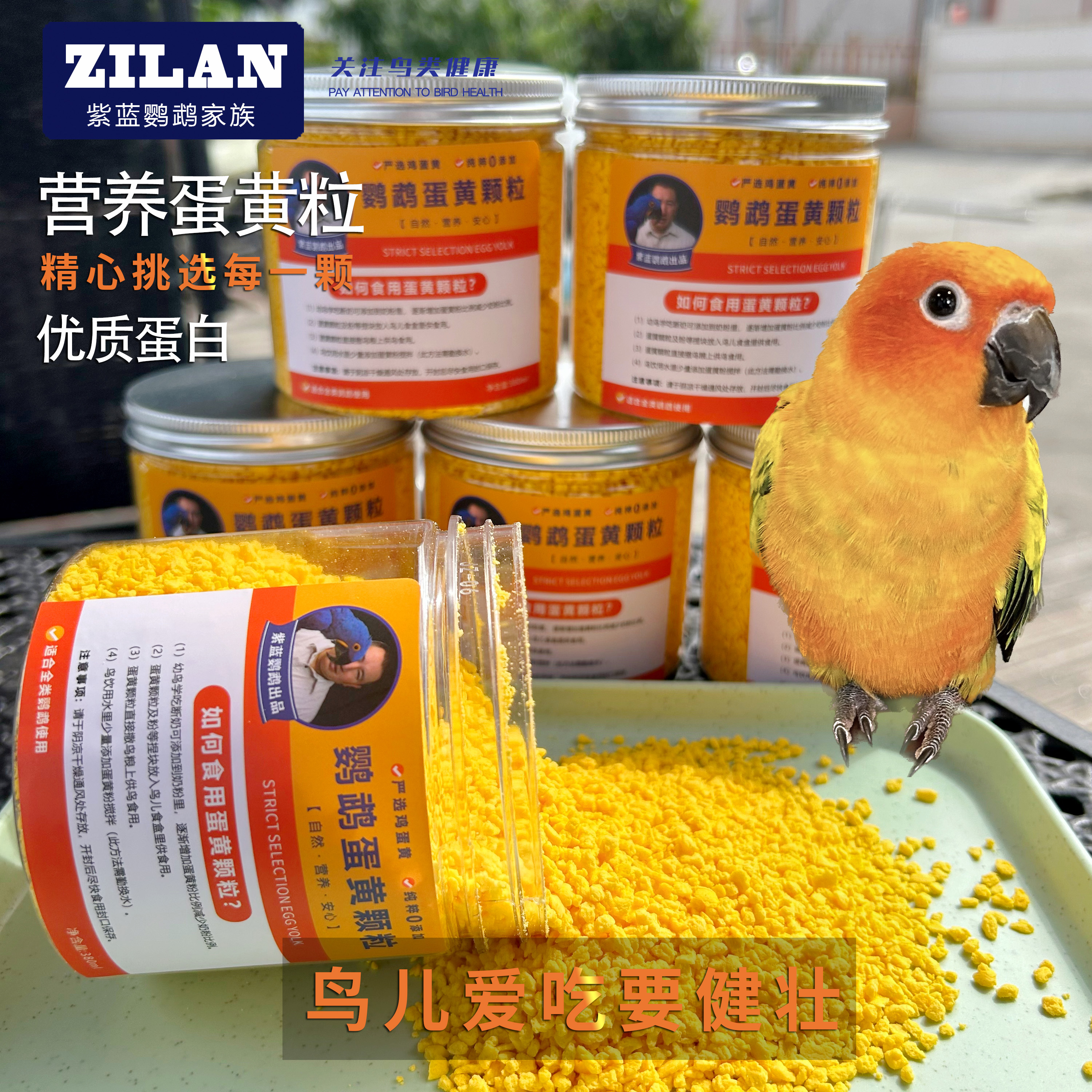 紫蓝鹦鹉训练奖励零食冻干蛋黄颗粒虎皮玄凤牡丹繁殖孵蛋鸟粮