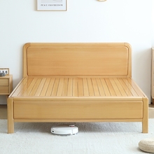 全实木榉木加厚北欧原木风1米5儿童纯简约主卧室小户型双人大婚床