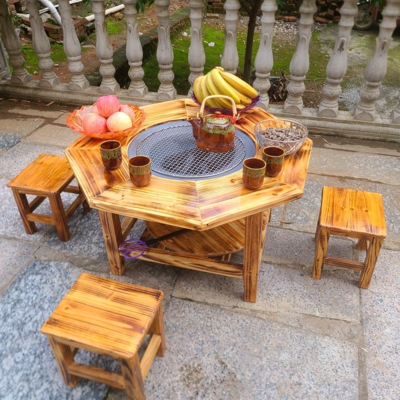 围炉煮茶桌室内火塘桌实木餐桌电磁炉火锅桌户外炭火烧烤桌家用,厨房/烹饪用具,烧烤炉,淘宝优惠券,粉丝福利购,淘宝优惠卷