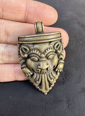 古玩杂项仿古藏传黄铜支巴扎吊坠挂件铜雕挂坠铜挂件配饰护身符
