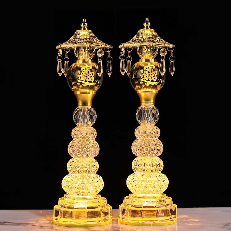 莲花灯水晶佛供灯家用财神灯插电