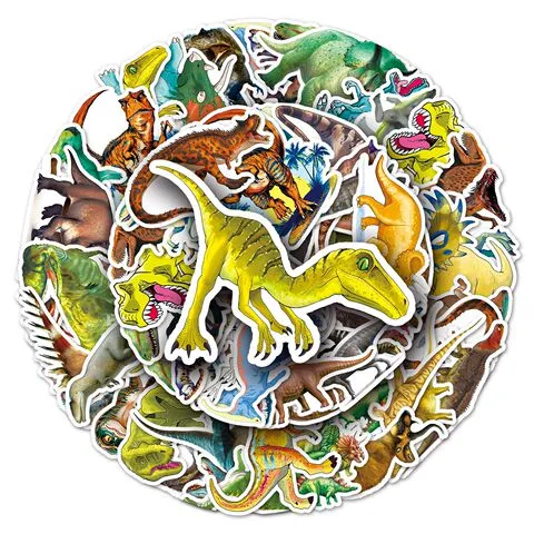 动物笔记本防水贴纸旅行箱电脑创意滑板车恐龙张装饰行李箱50