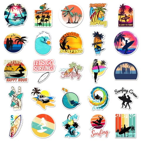 Surfing手账贴纸装饰张涂鸦体育极限运动50卡通电脑防水冲浪