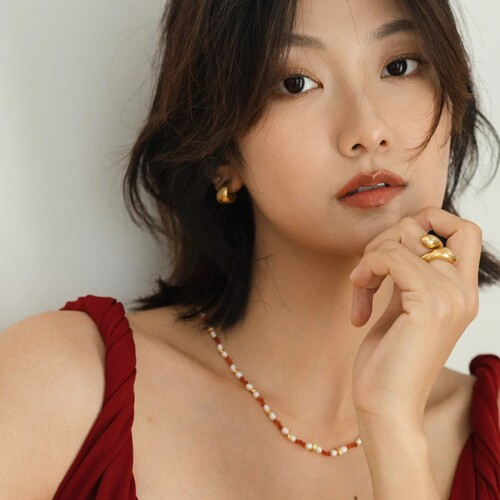 savi同款红白拼色珍珠项链女