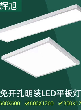 明装300x1200led平板灯600x600石膏吸顶水泥天花面板30*120吊装灯