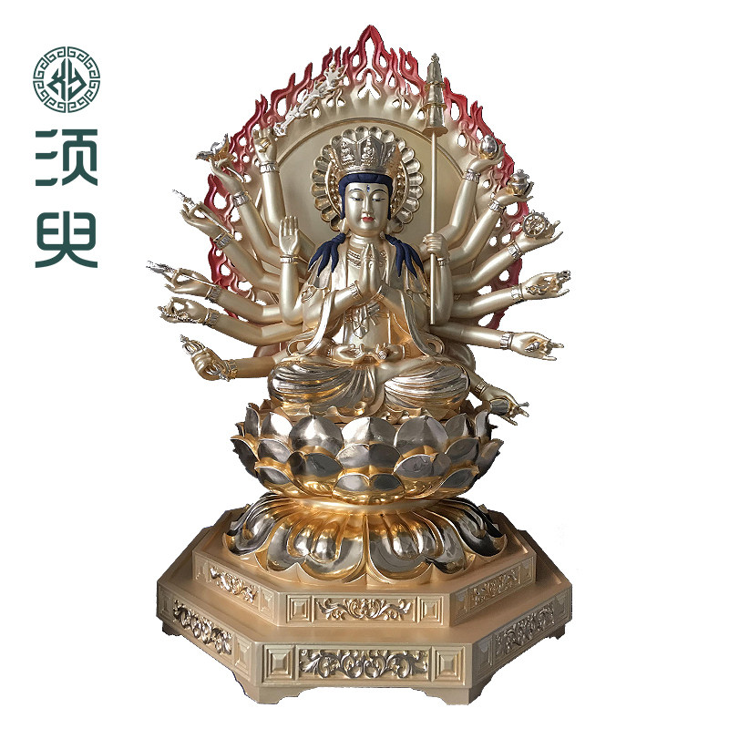 木雕准提佛母像摆件寺庙寺院准提