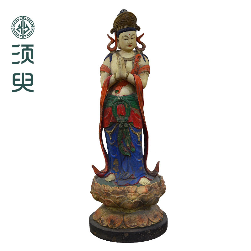 木雕合掌观音佛像仿古观音像