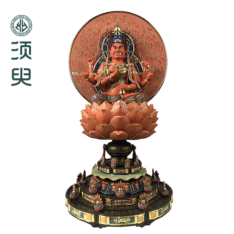 爱染明王佛像家用木雕摆件