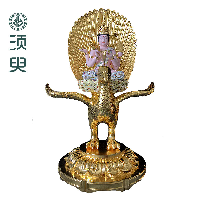 孔雀明王木雕佛像东密孔雀
