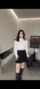 法式钉珠扣衬衫女春2026新款时尚减龄花包领宽松气质白色长袖上衣