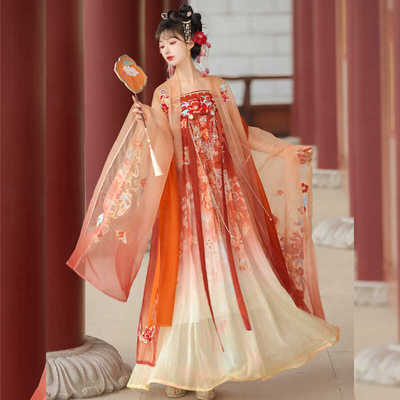 唐制重工刺绣日常改良齐胸汉服