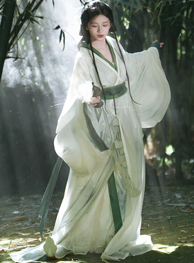 原创【青玉案】战国袍复原双层国风直裾印花清冷拖尾大放量汉服女