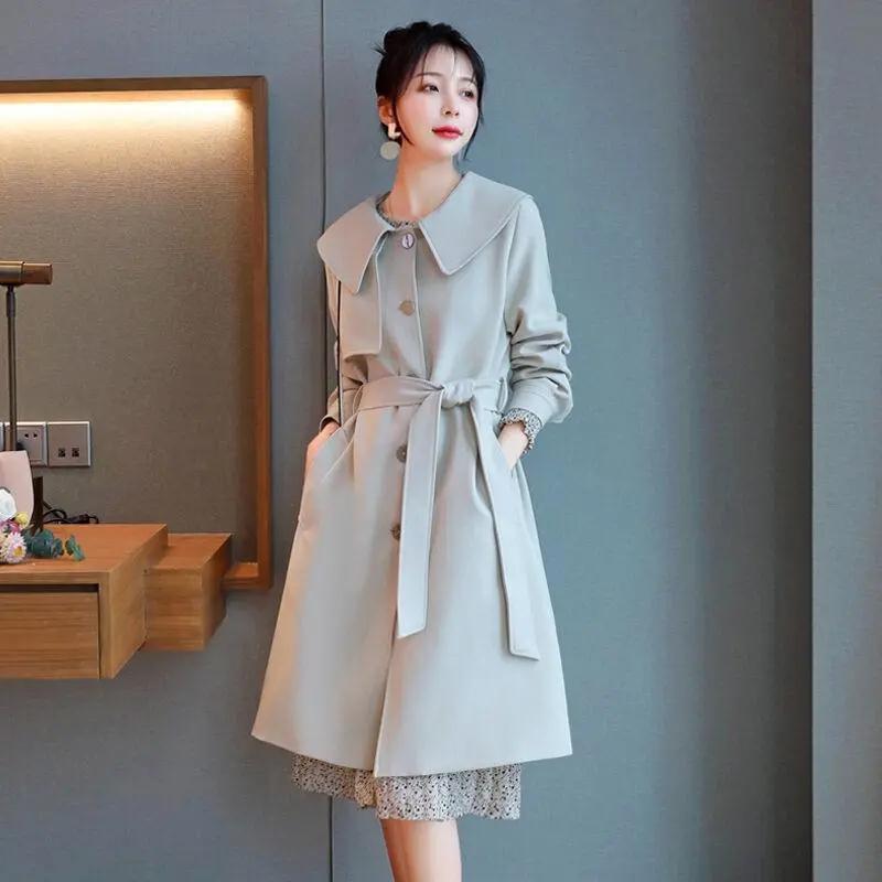 风衣女中长款2022年秋冬韩版小个子宽松显瘦时尚气质休闲流行外套