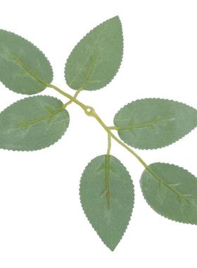 仿真绿色玫瑰叶 6子叶人F14003造叶子I 花艺D辅Y料插花配件
