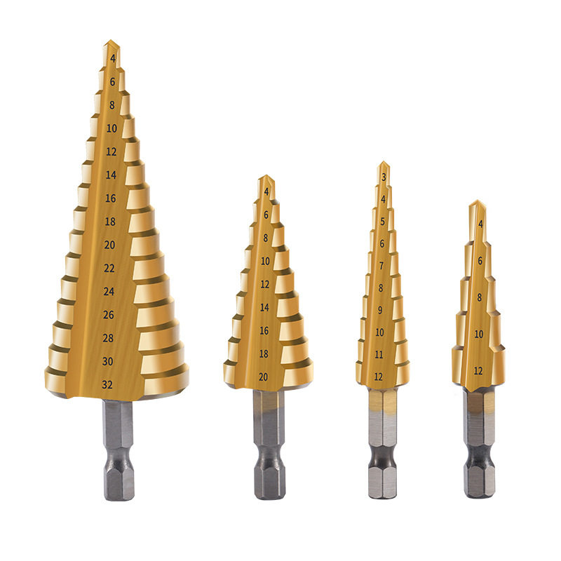 现货高速钢3pc公制六角柄直槽阶梯钻 三件套布袋装台阶钻孔宝塔钻
