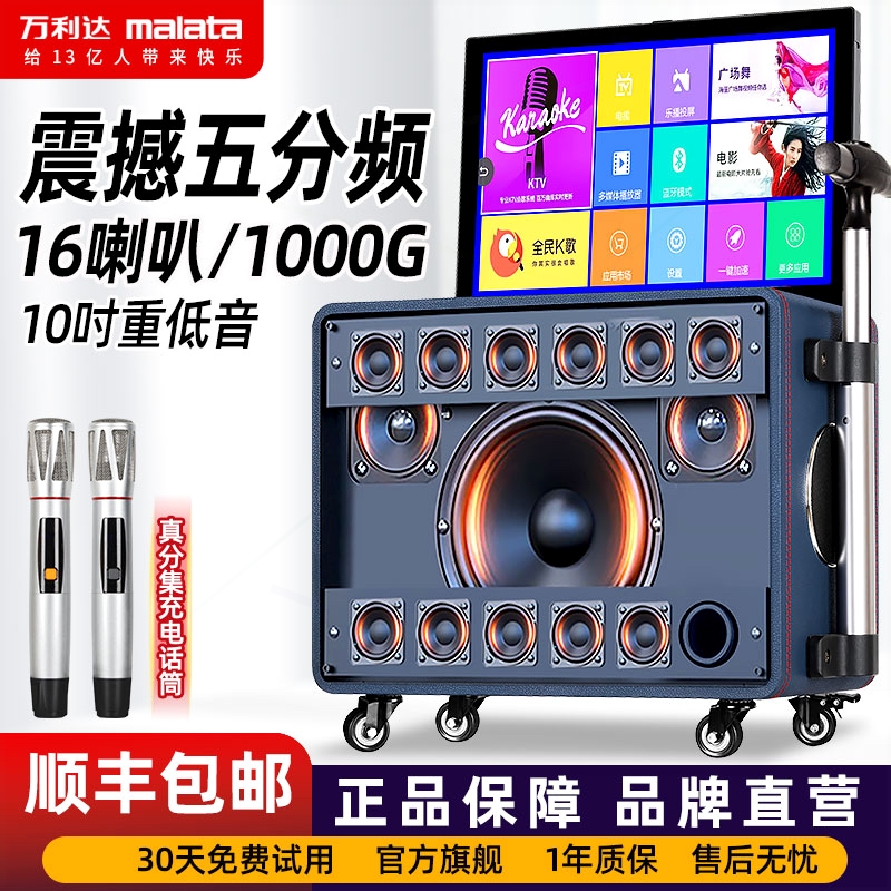 万利达户外k歌音响带显示屏点歌庭ktv音箱套装移动卡拉ok一体机家