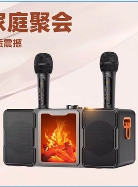 新款火焰灯创意蓝牙音箱麦克风一家庭聚会套装K歌神器SP600体户外