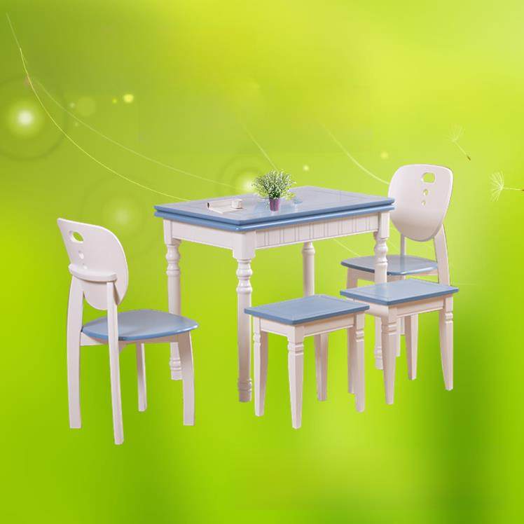 现代简单的白色餐桌和椅子组合家庭新的折叠两用餐桌耐用的学生椅