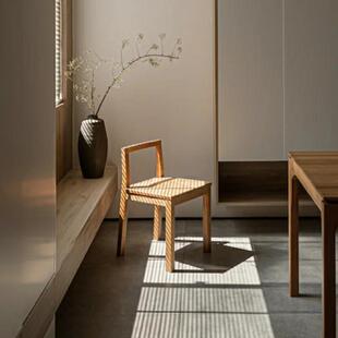 不折椅 简约北欧红橡黑胡桃樱桃白蜡实木餐椅单人矮椅墨饭厅书房