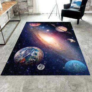 卡通儿童房地垫宇宙太空火箭地毯男孩卧室床边家用满铺防滑游地毯