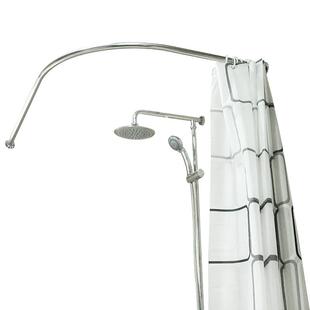 比非勒浴室打孔304不锈钢浴帘杆弧形转角卫生间L形淋浴杆架可定做