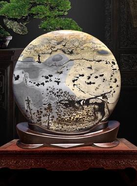 时来运转石头摆件广西天然国画石桌面靠山石办公室客厅玄关装饰品