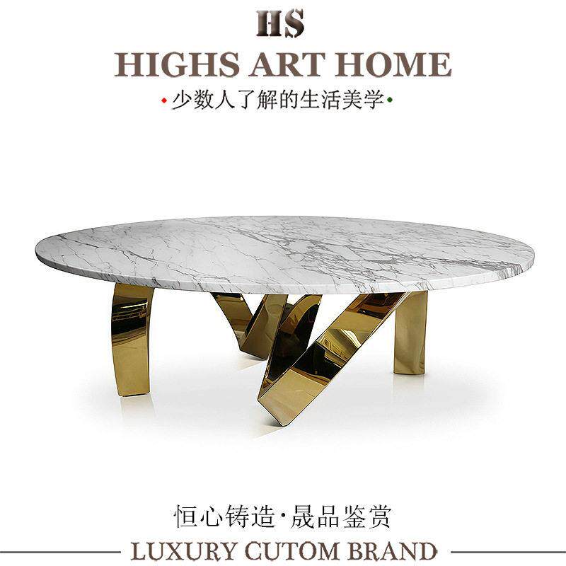 HIGHS奢华级创意大理石茶几豪宅别墅家用客厅现极简茶桌定制
