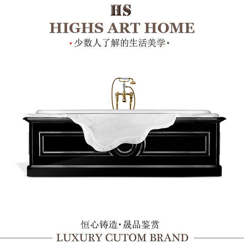奢华创意大理石浴缸豪宅设计师款别墅酒店浴室级感独立式沐浴盆