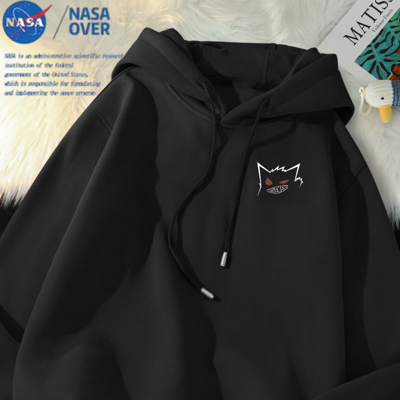 NASA联名耿鬼小标连帽卫衣上衣ins情侣套头卫衣男女秋冬宽松外穿