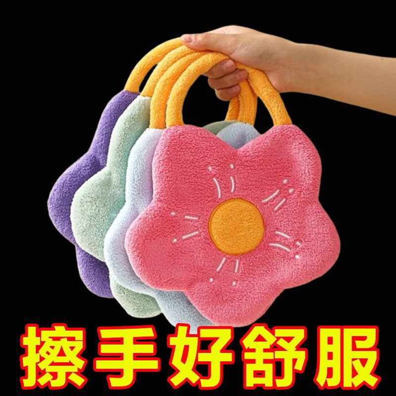 加厚加大居家卡通毛巾速干吸水手帕新款花朵擦手挂巾儿童擦手毛巾