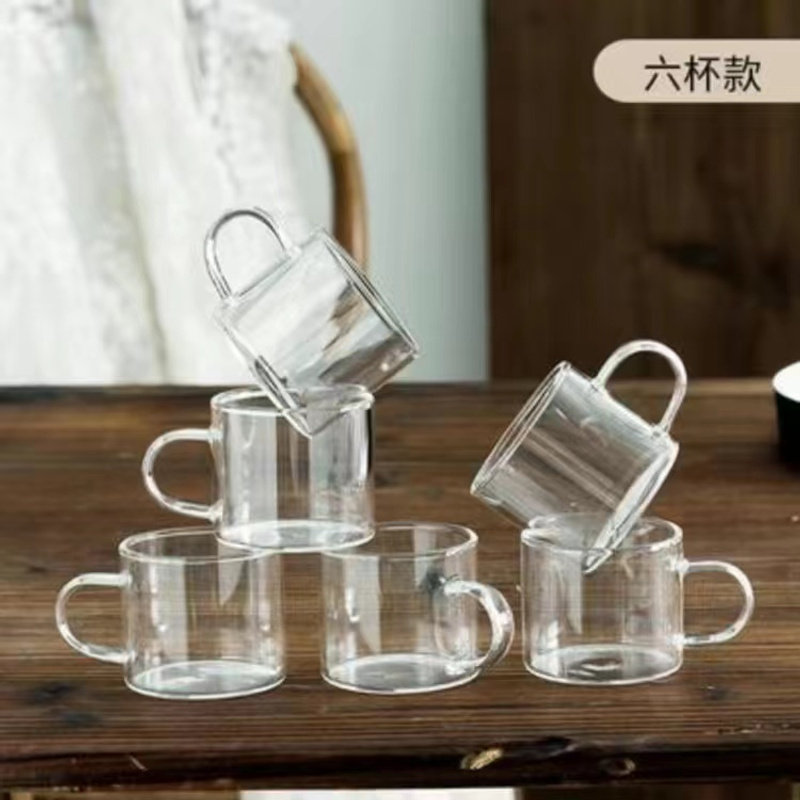 带把迷你玻璃小杯子 家用耐热一口杯啤酒杯喝茶水杯