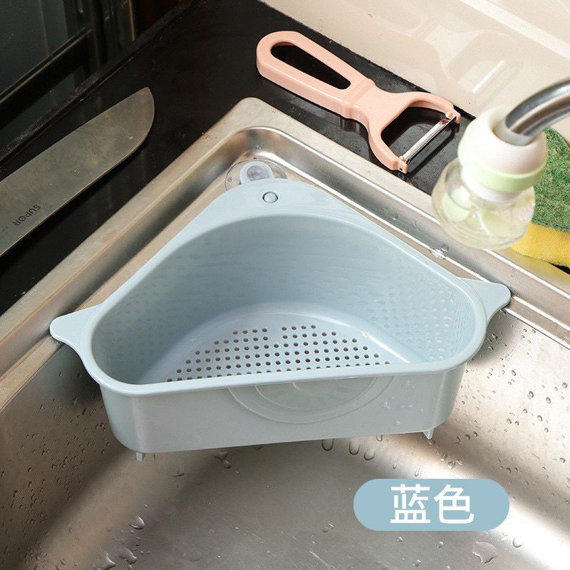 三角形吸盘水槽沥水过滤筐塑料抹布收纳置物篮