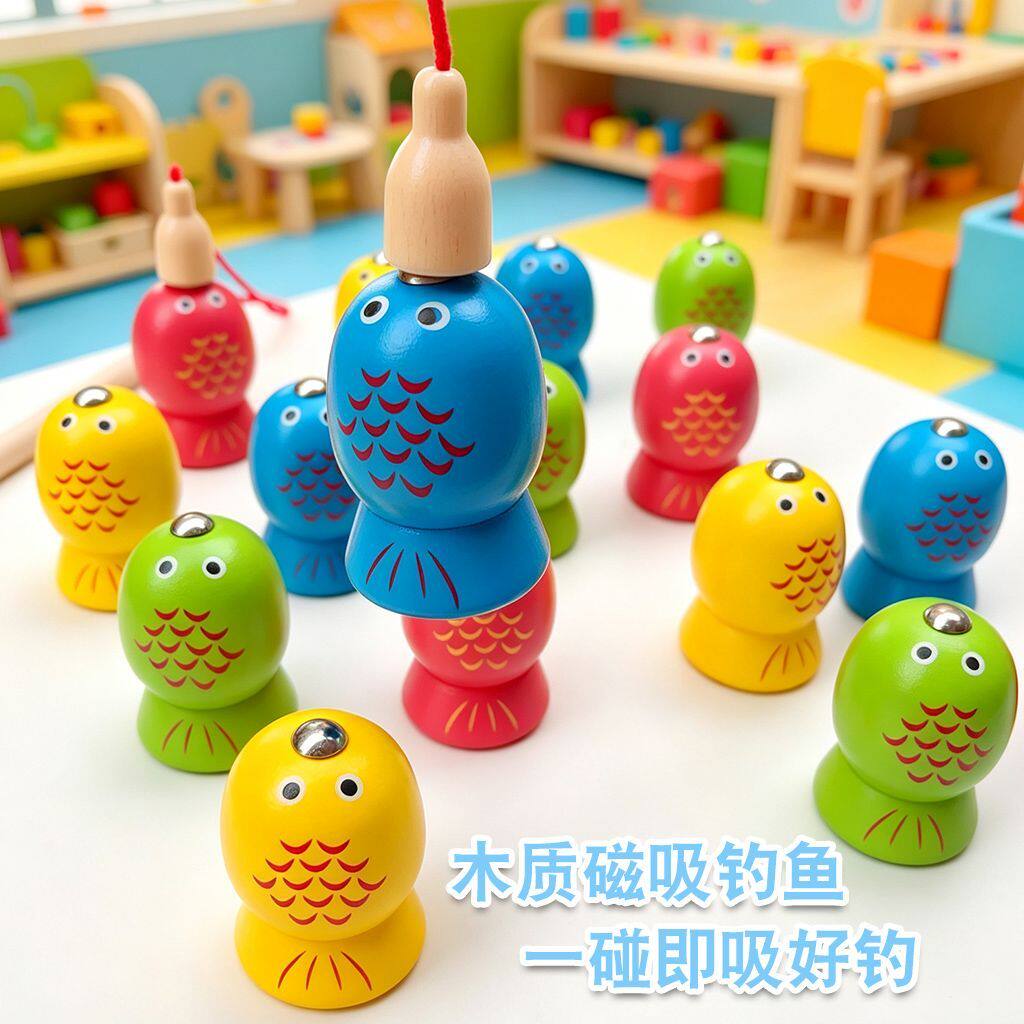 立体钓鱼玩具儿童木质磁吸亲子互动桌面游戏幼儿园早教益智团建玩