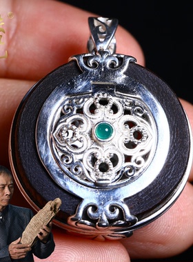 文莱挂件沉香香囊吊坠银