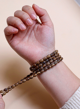 达拉干沉香九分沉老料米粒念珠手串兰花蜜香文玩收藏级情侣手链