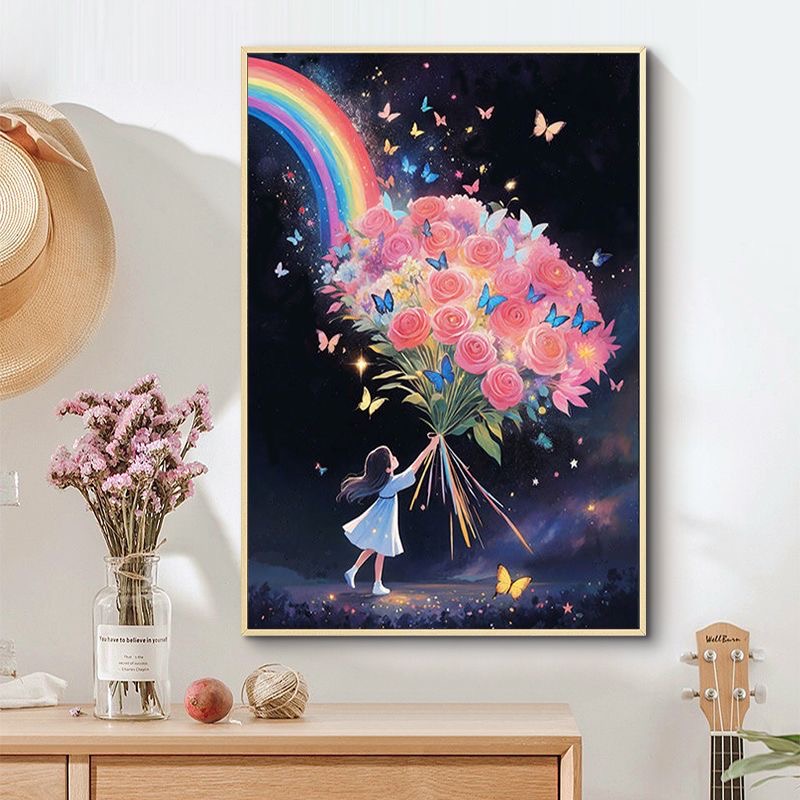 2025新款星空女孩钻石画客厅卧室diy手工点钻贴钻石绣带框粘贴画