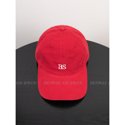 [梁月商店]韩系红色刺绣棒球帽